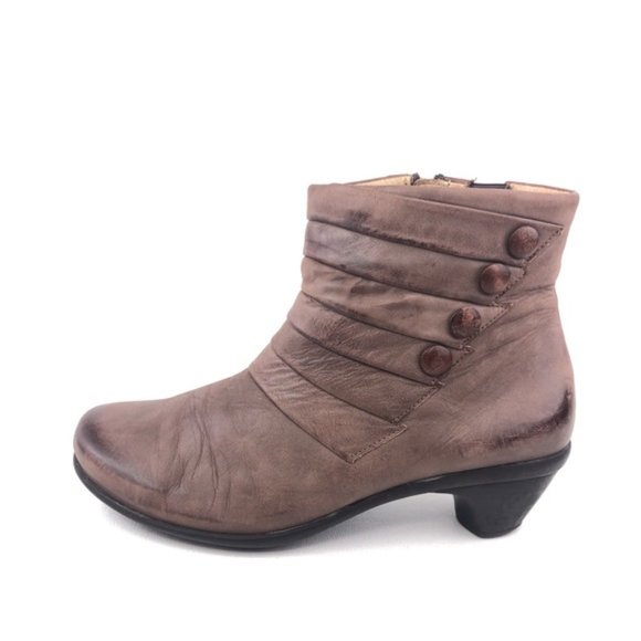 Naot Ruched Leather Zip Ankle Boots 9 - Picture 1 of 12